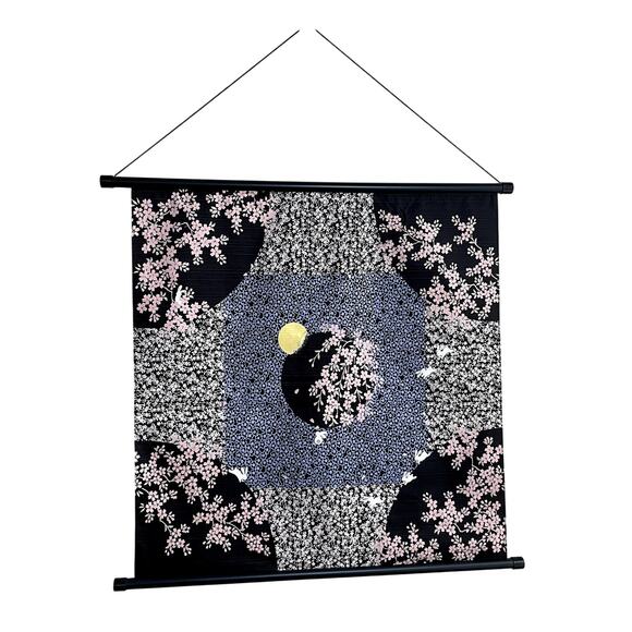 other Other - Japanese print fabric wall hanging blue black purple white night sky design